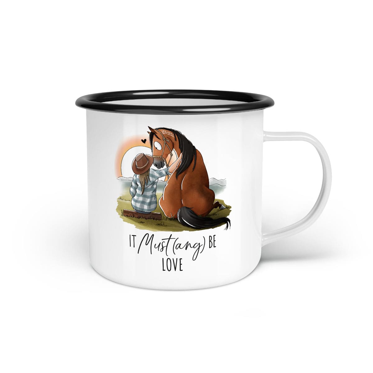 Emaille-Tasse "It Must(ang) be love"