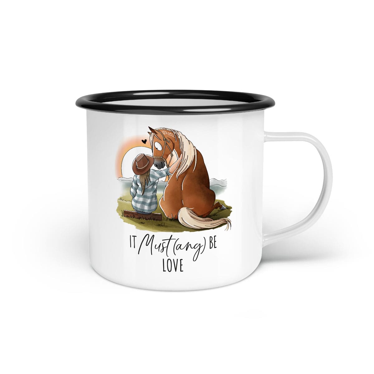 Emaille-Tasse "It Must(ang) be love"