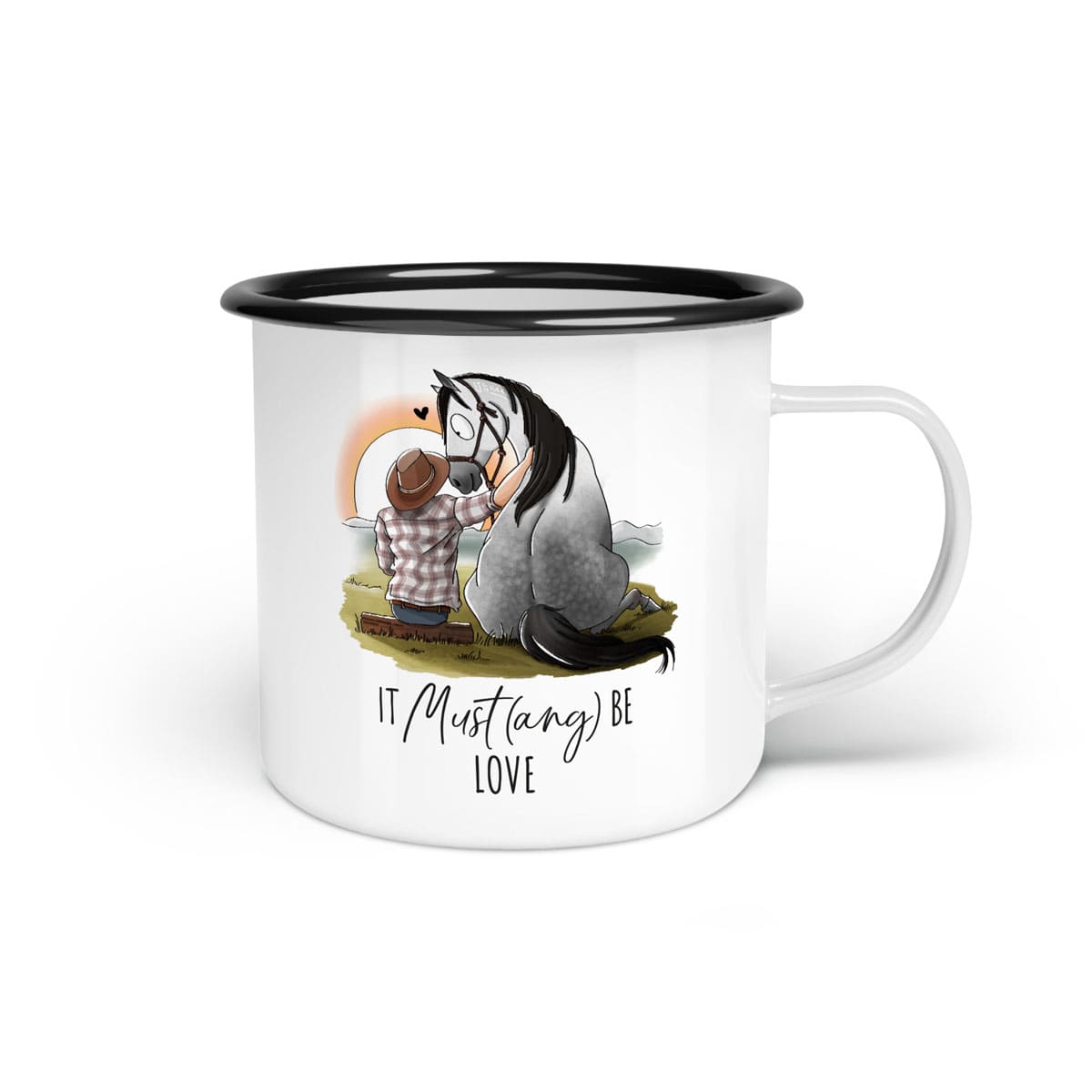 Emaille-Tasse "It Must(ang) be love"