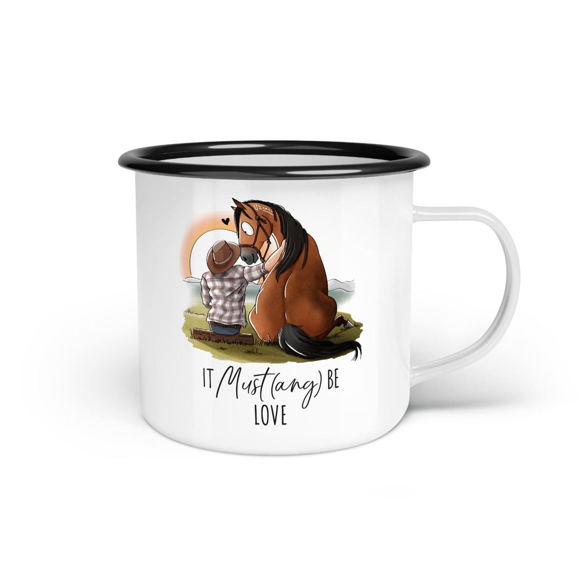 Emaille-Tasse "It Must(ang) be love"