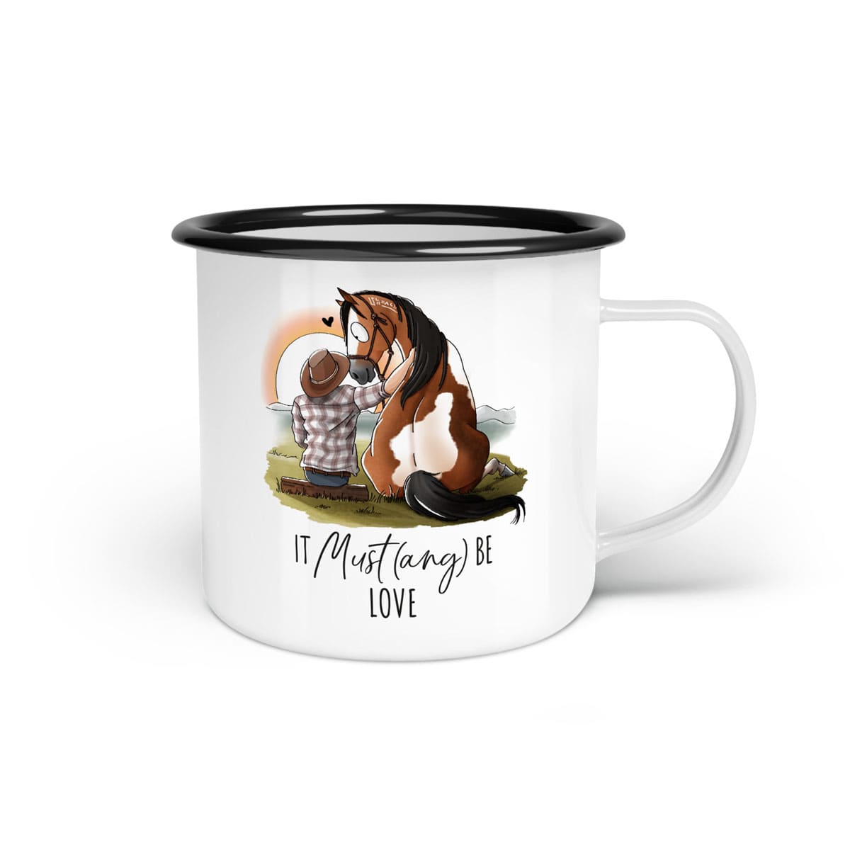 Emaille-Tasse "It Must(ang) be love"