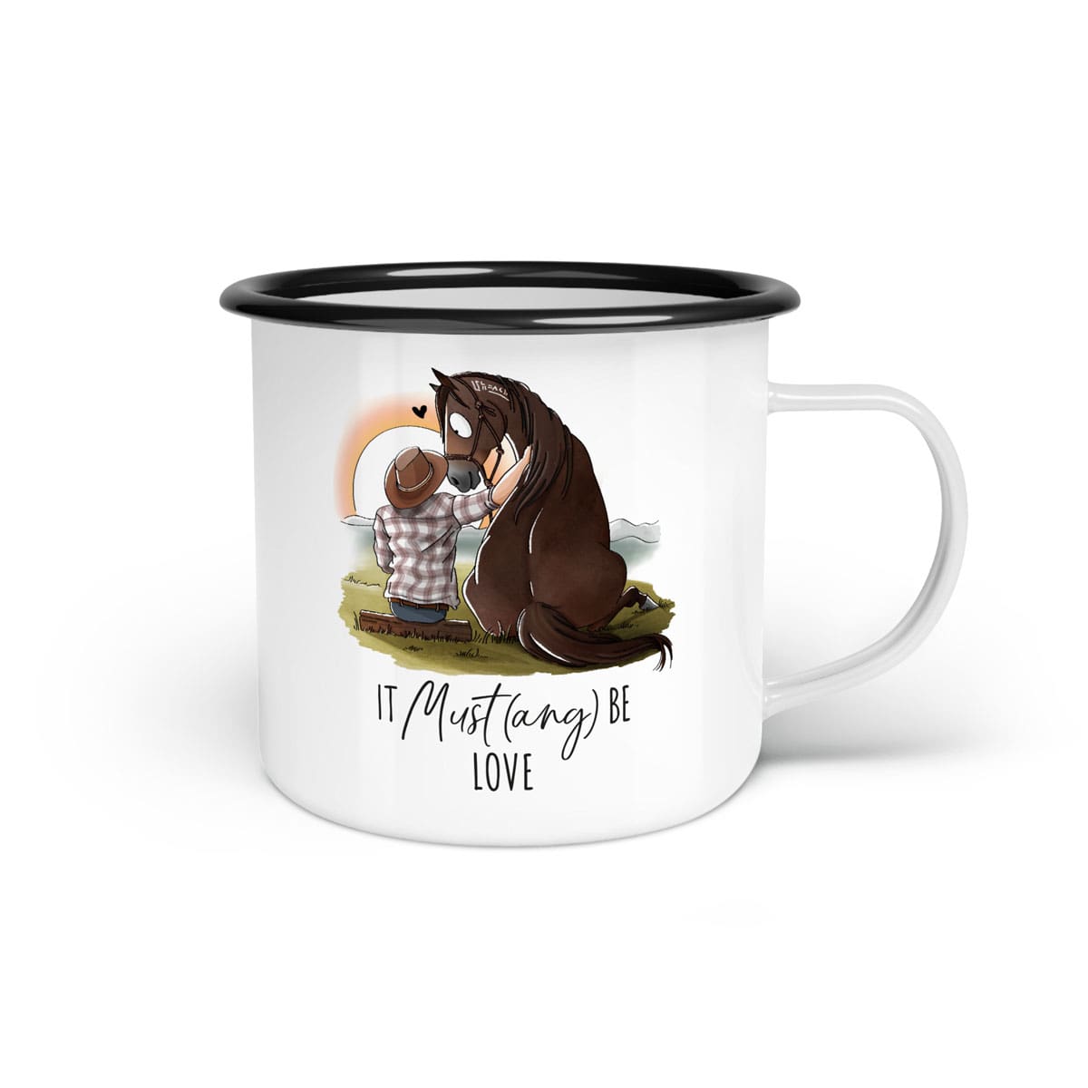 Emaille-Tasse "It Must(ang) be love"