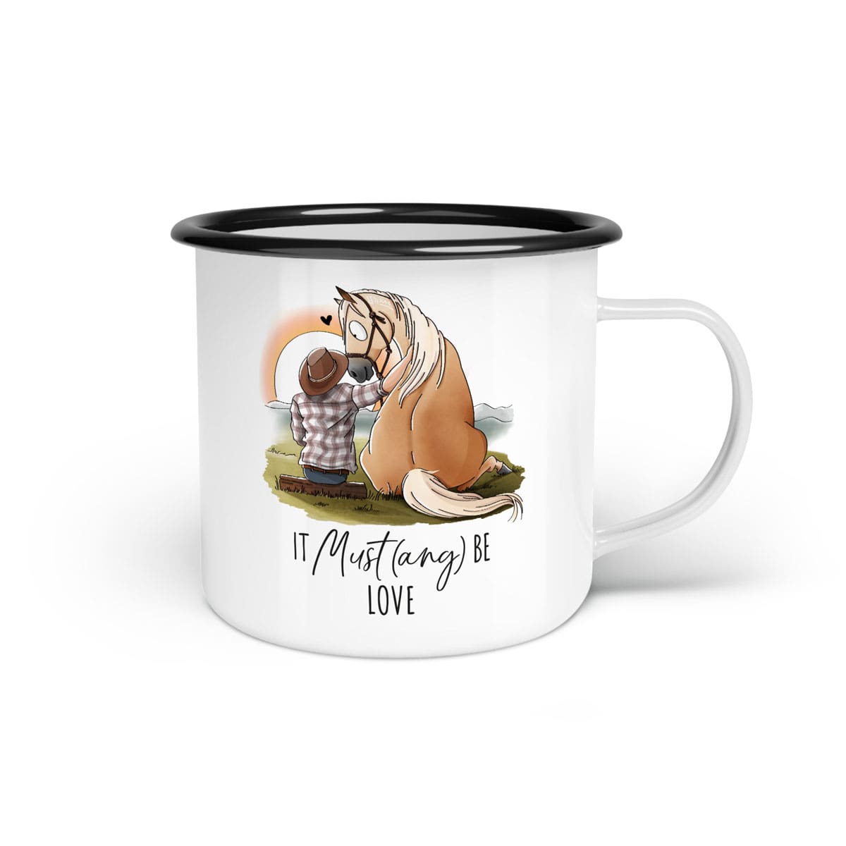 Emaille-Tasse "It Must(ang) be love"