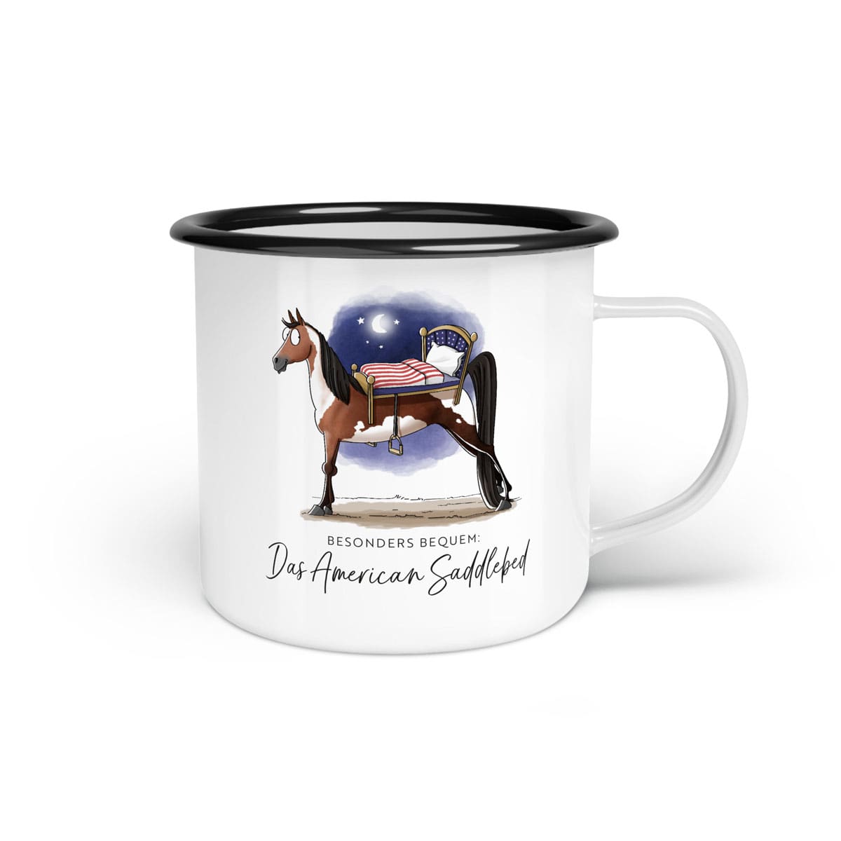Emaille-Tasse "American Saddlebed"