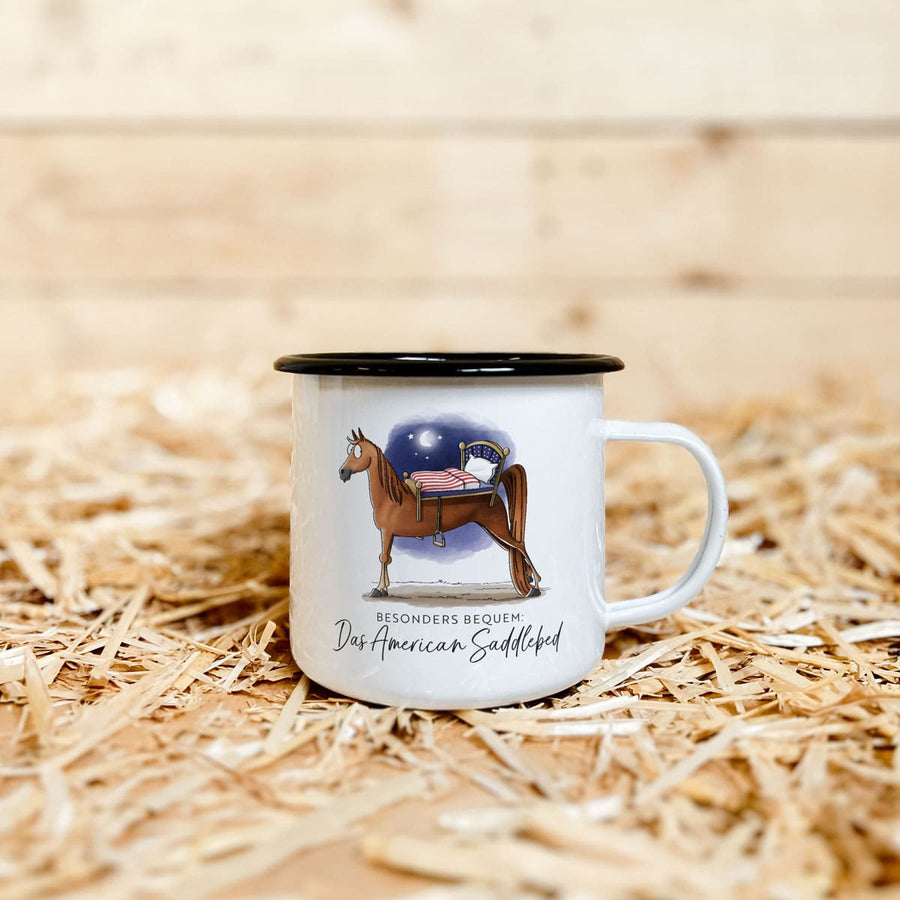 Emaille-Tasse "American Saddlebed"