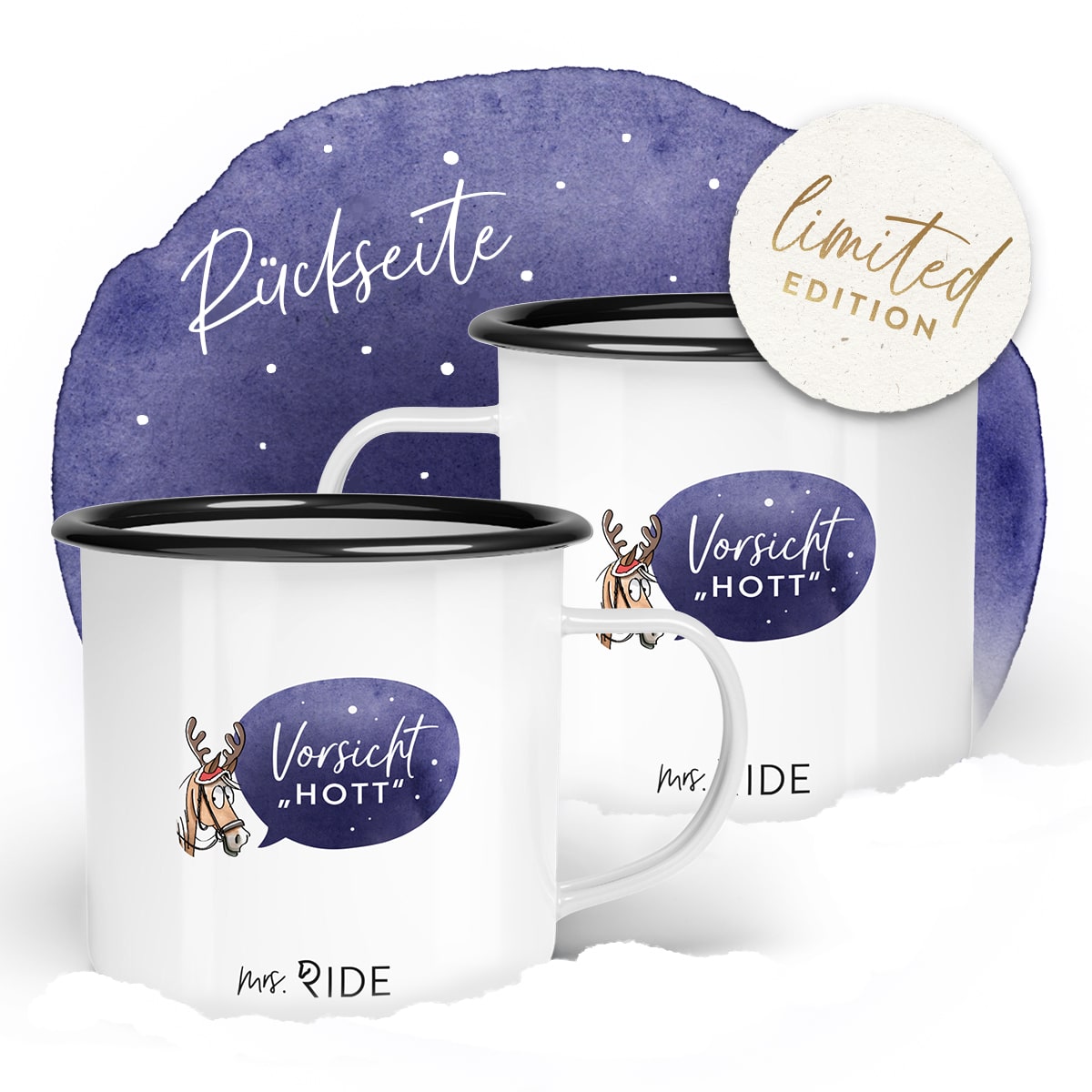 2er-Set "Hü-Wein"| Emaille | Englisch