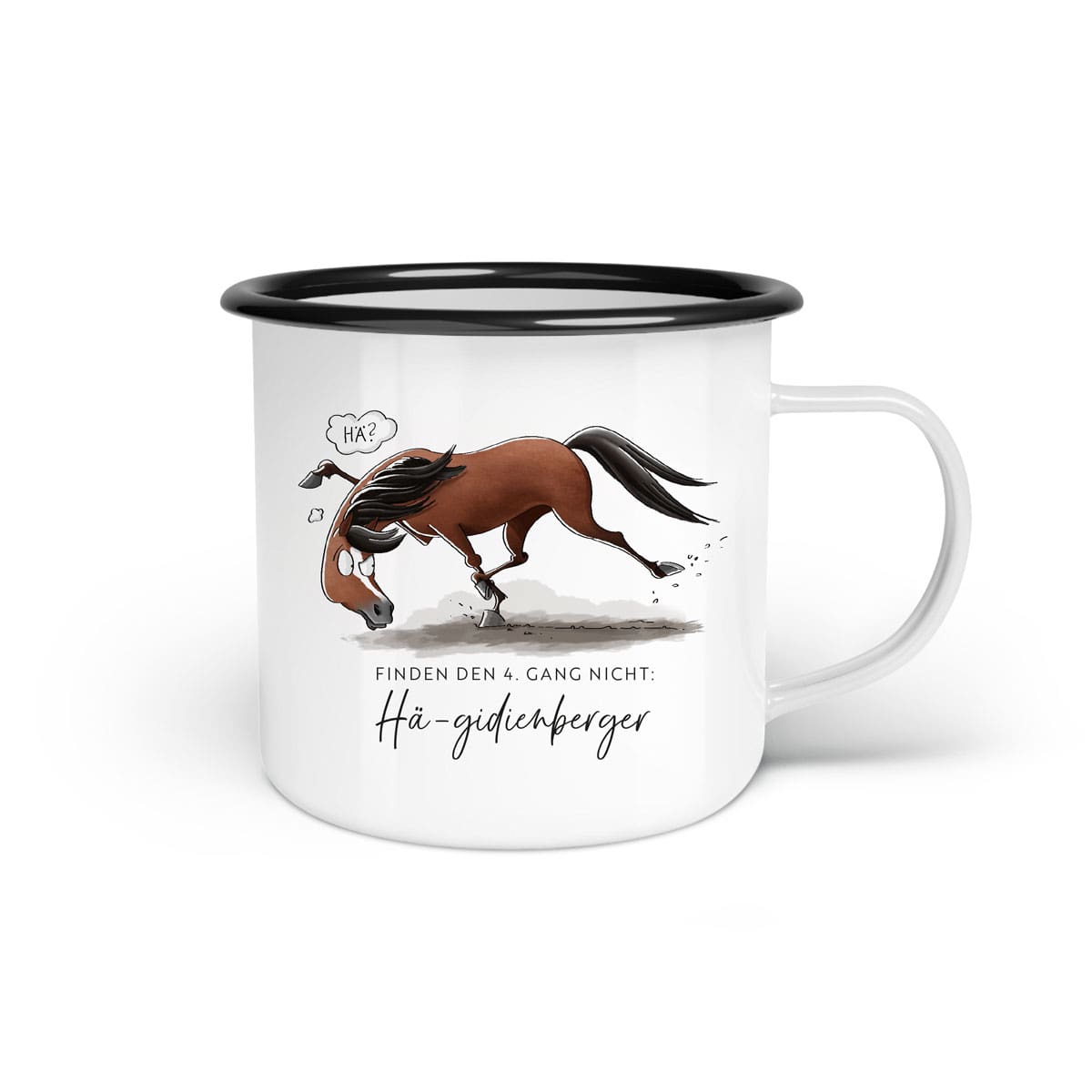 Emaille-Tasse "Hä-gidienberger"