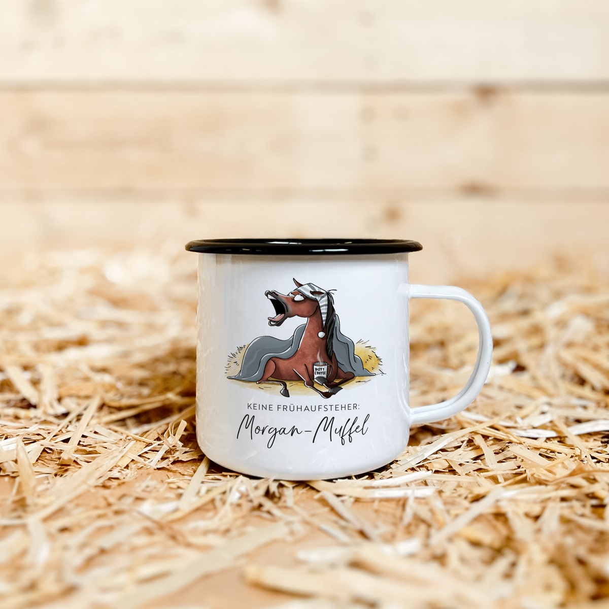 Emaille-Tasse "Morgan-Muffel"