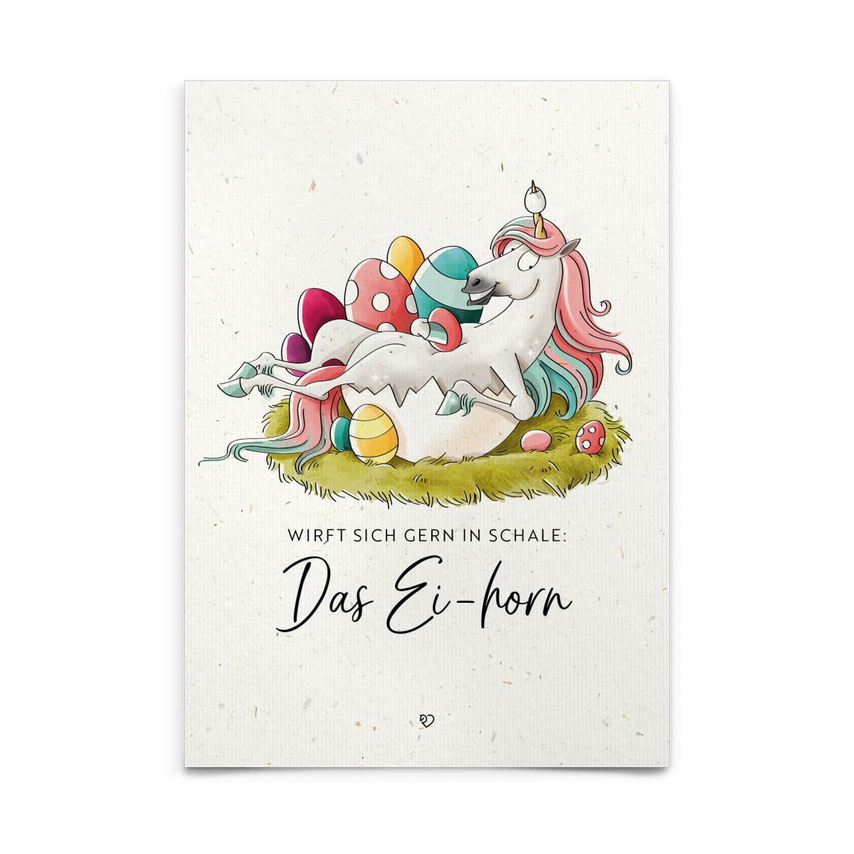 Strohpapier-Postkarte "Ei-horn"