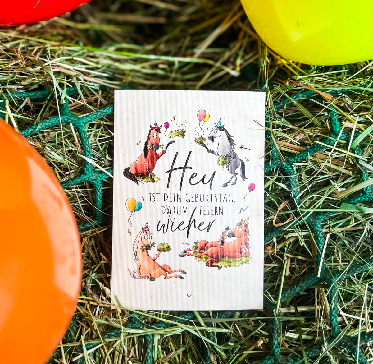 Strohpapier-Postkarte "Heu ist dein Geburtstag"