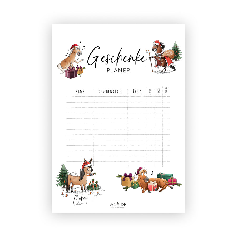 X-Mas Geschenke-Planer Druckvorlage