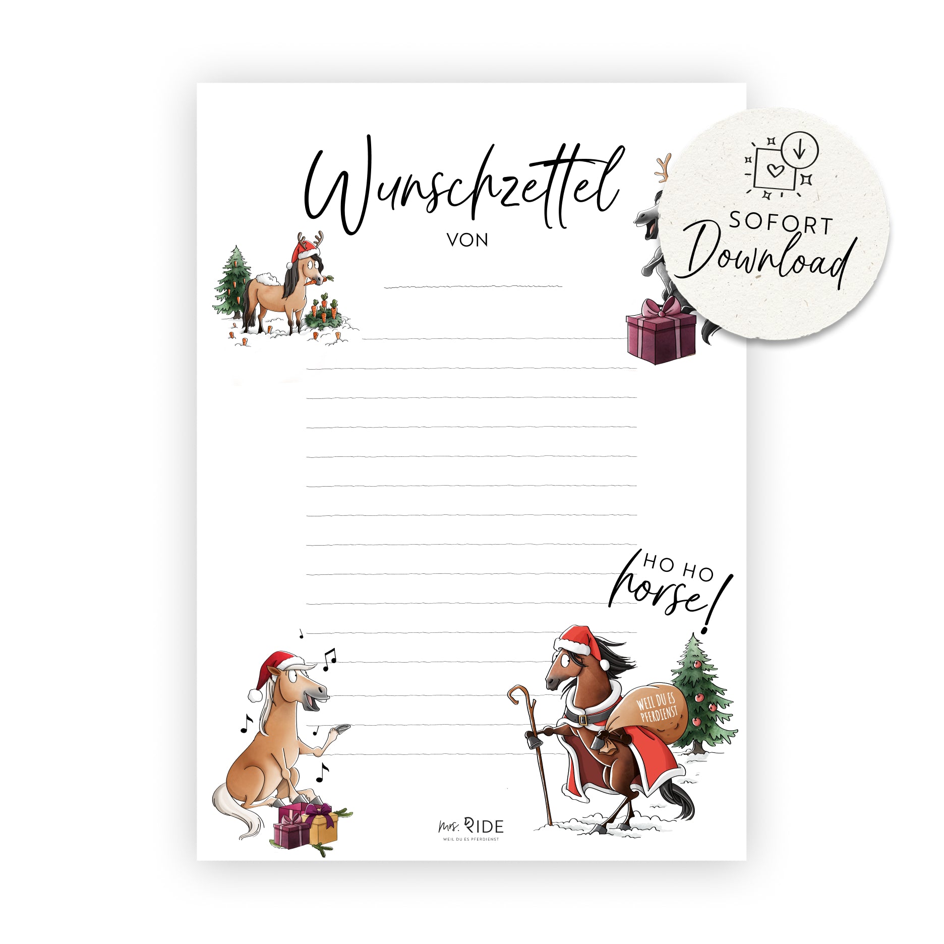 X-Mas Wunschzettel Druckvorlage