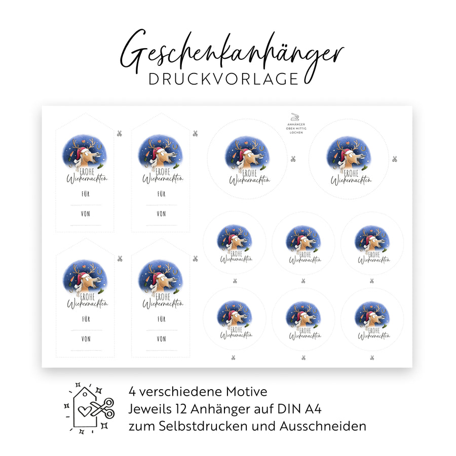 X-Mas Geschenke-Anhänger Druckvorlagen