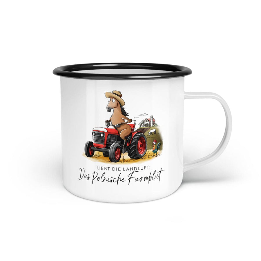 Emaille-Tasse "Polnisches Farmblut"