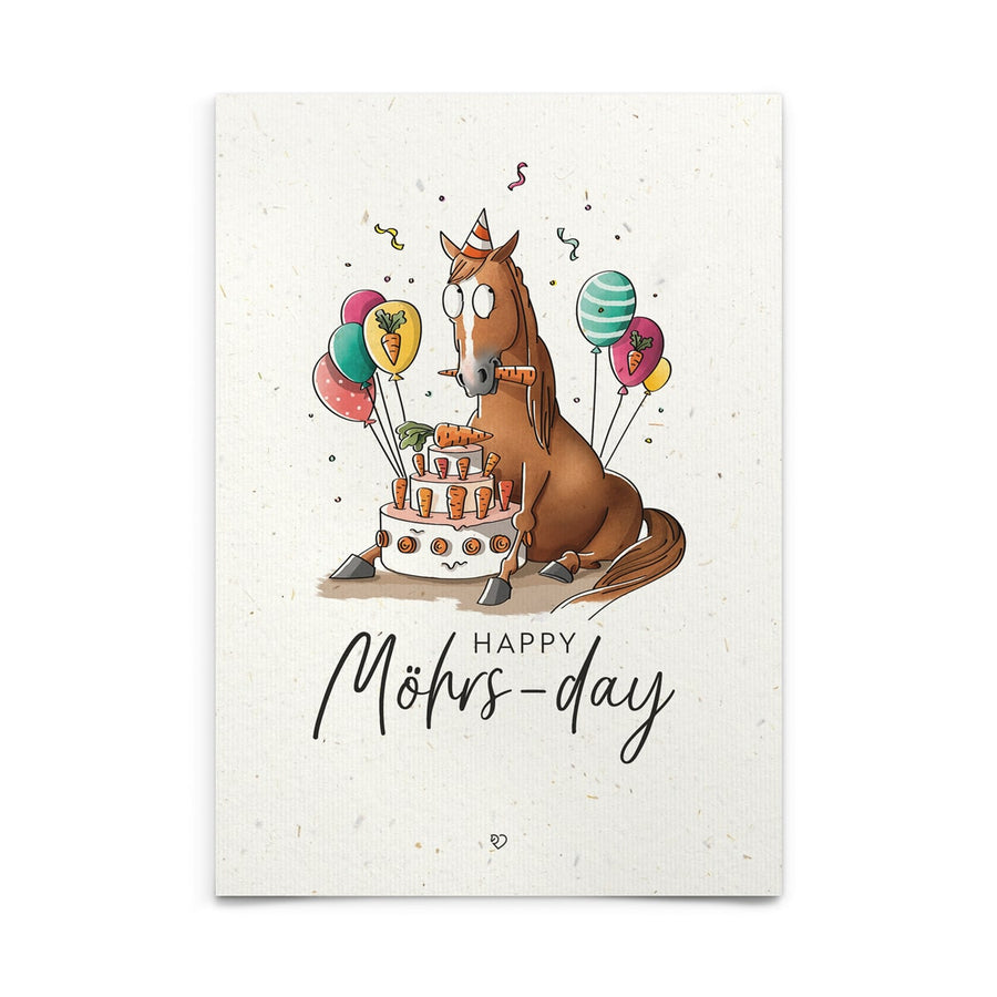 Strohpapier-Postkarte "Happy Möhrs-day"