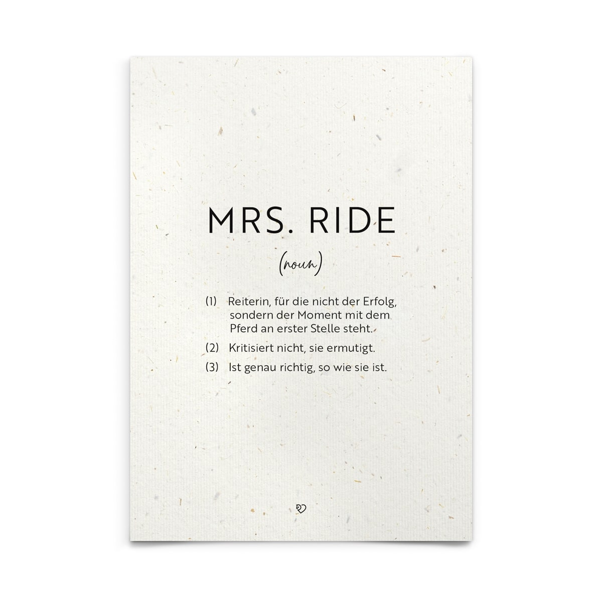 Strohpapier-Postkarte "mrs. ride - Definition"