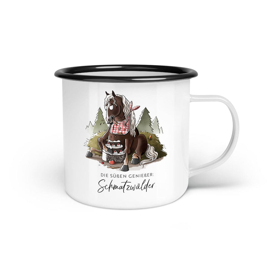 Emaille-Tasse "Schmatzwälder"