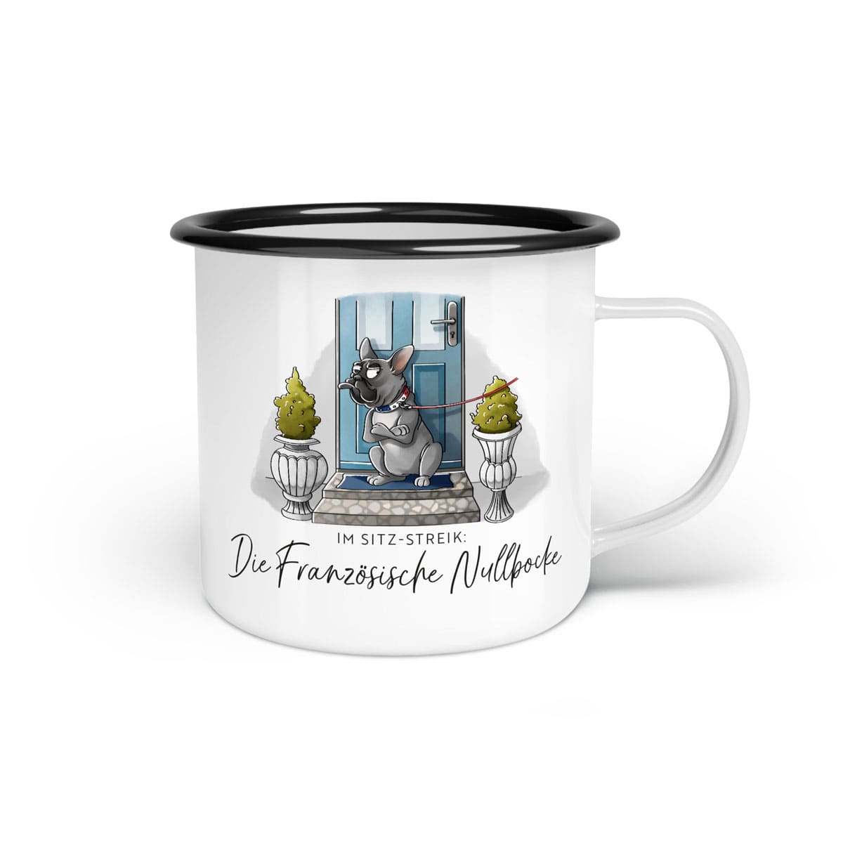 Emaille-Tasse "Französische Nullbocke"