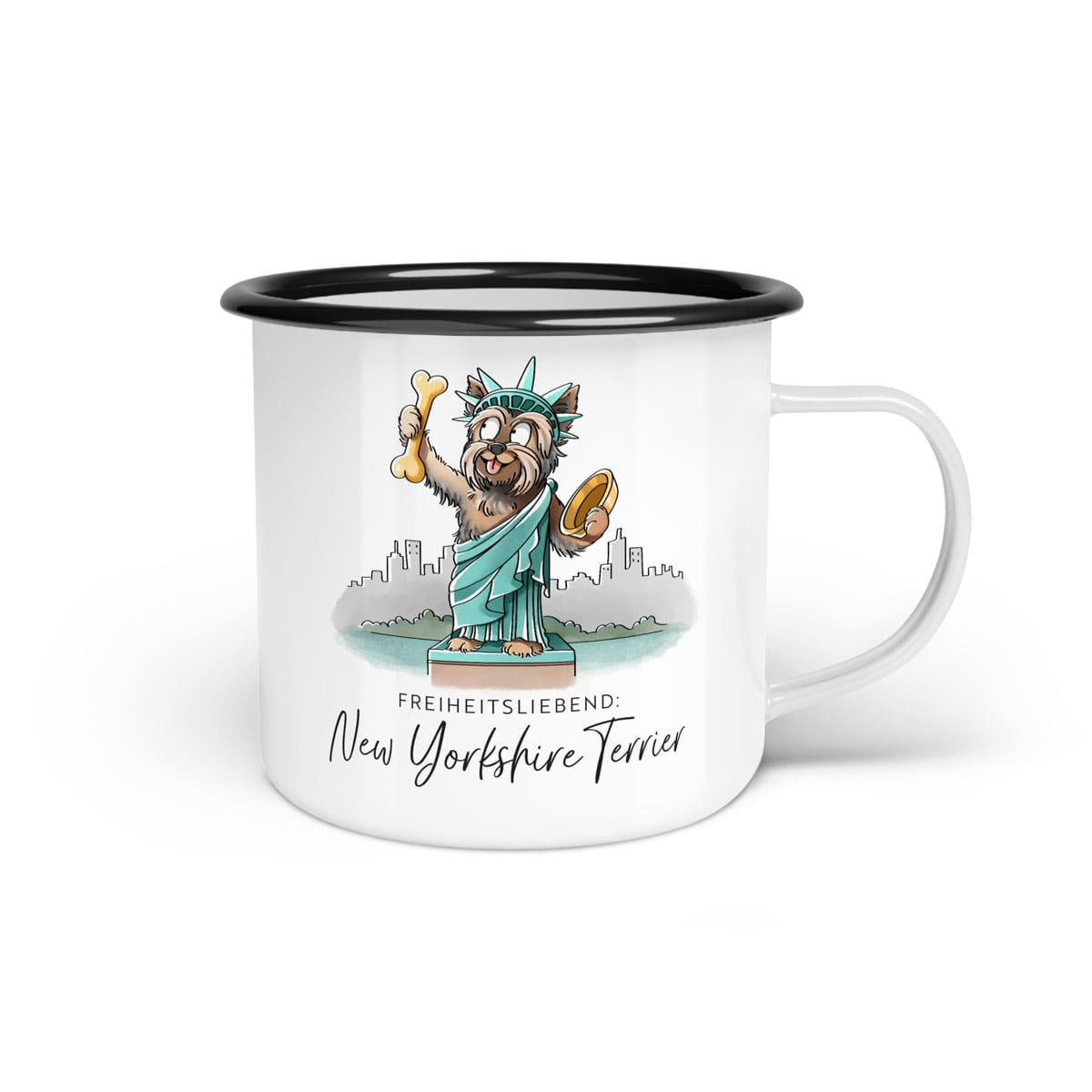 Emaille-Tasse "New Yorkshire Terrier"