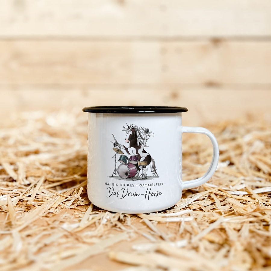 Emaille-Tasse "Drum-Horse"