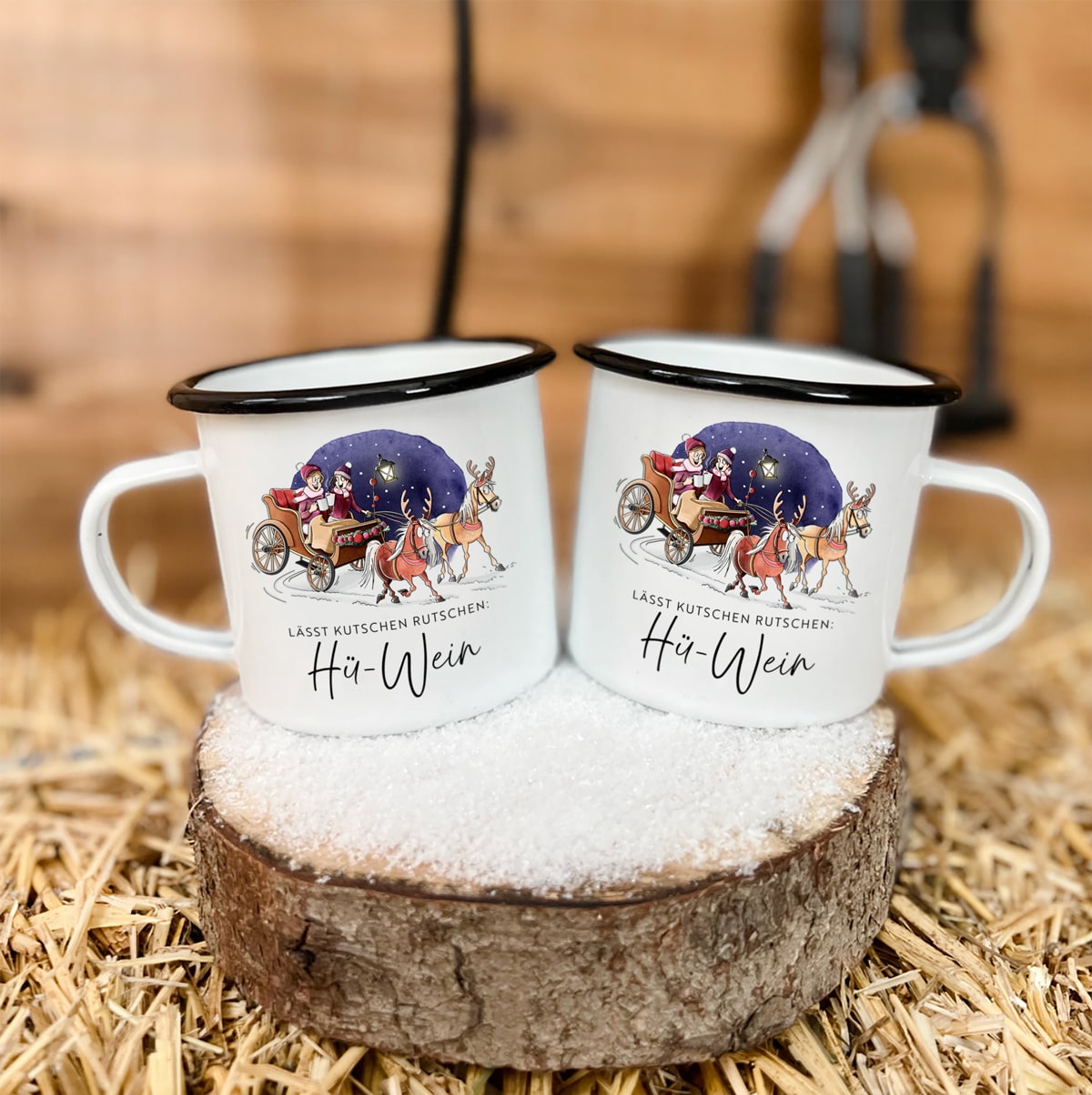 2er-Set "Hü-Wein"| Emaille | Kutsche