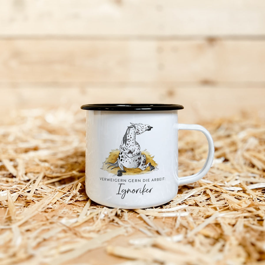 Emaille-Tasse "Ignoriker"