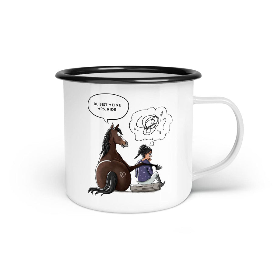 Emaille-Tasse "Meine mrs. ride"