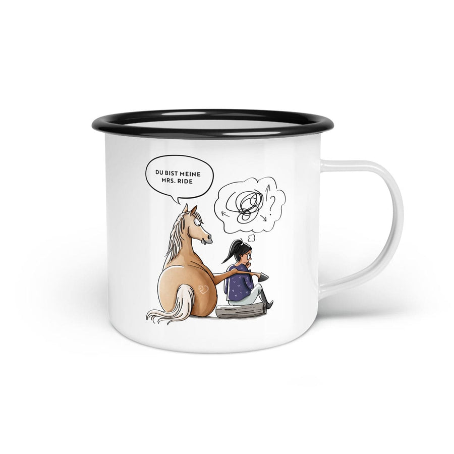 Emaille-Tasse "Meine mrs. ride"