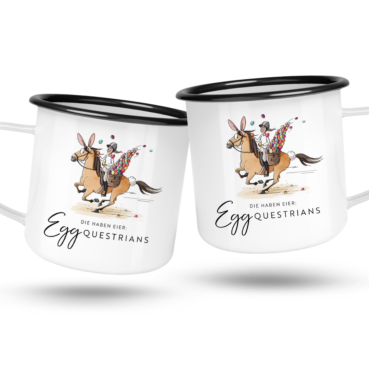 Emaille-Tassen Set "Egg-questrians"