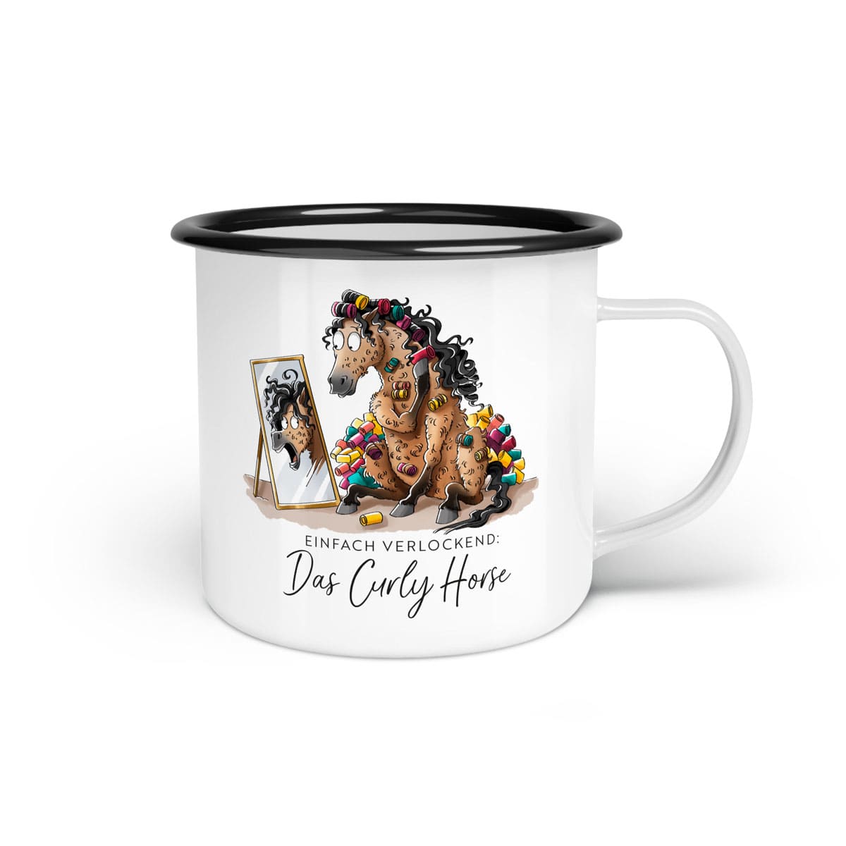 Emaille-Tasse "Curly Horse"