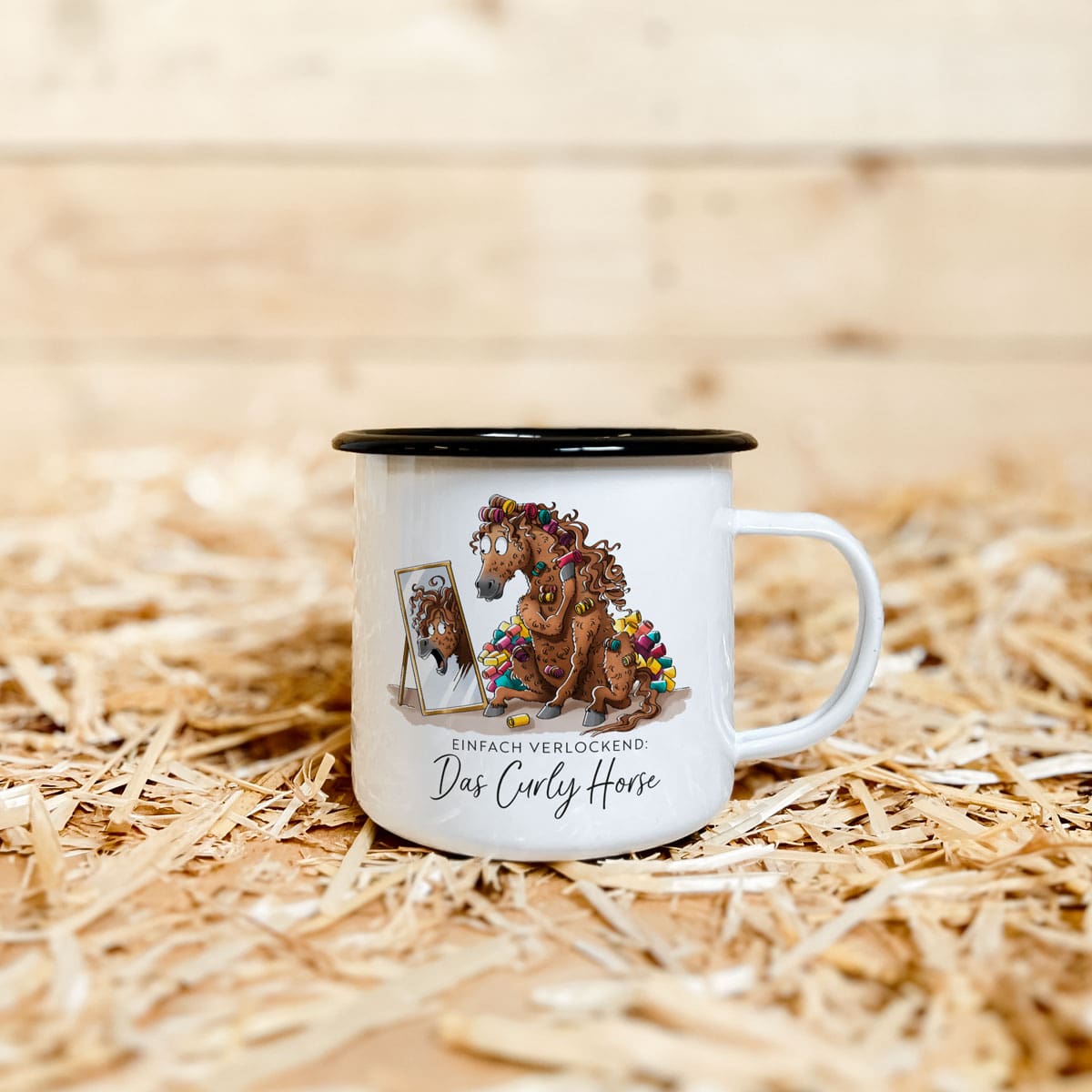 Emaille-Tasse "Curly Horse"