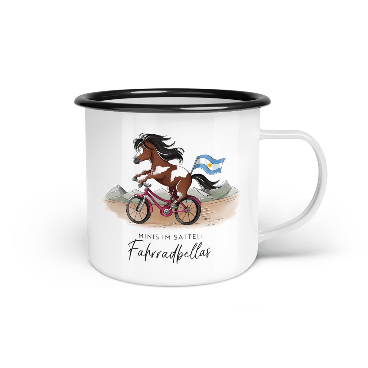 Emaille-Tasse "Fahrradbellas"