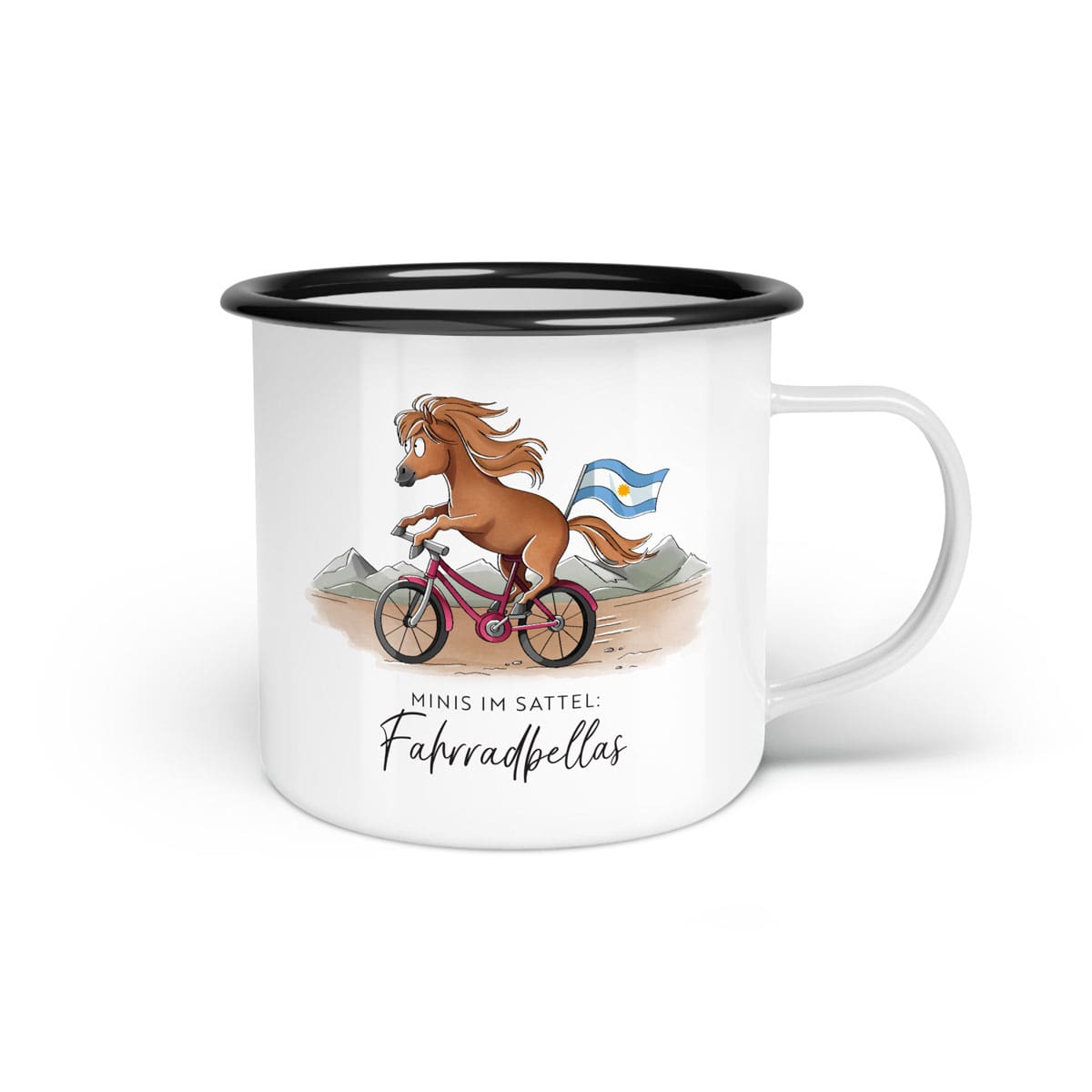Emaille-Tasse "Fahrradbellas"