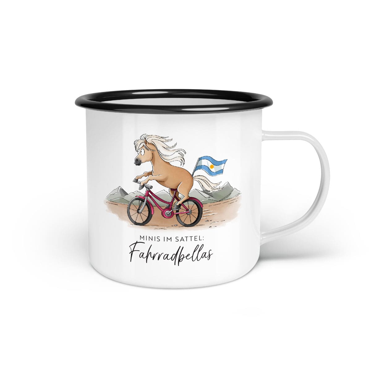 Emaille-Tasse "Fahrradbellas"
