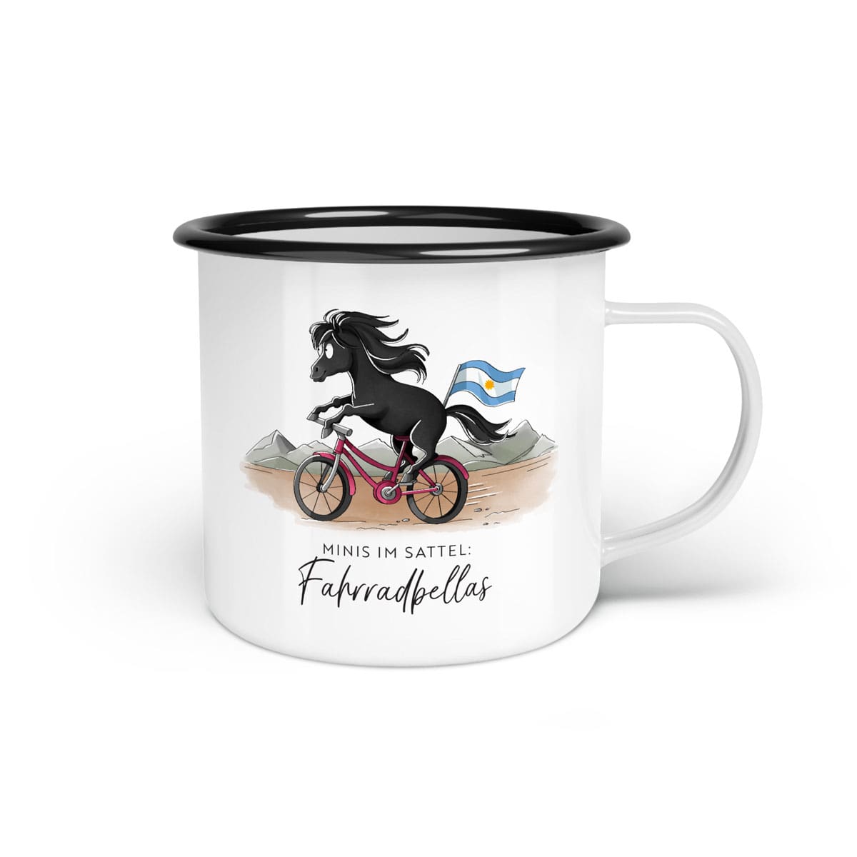 Emaille-Tasse "Fahrradbellas"