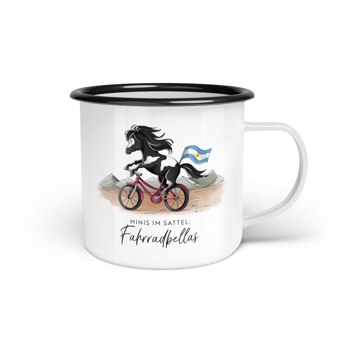 Emaille-Tasse "Fahrradbellas"