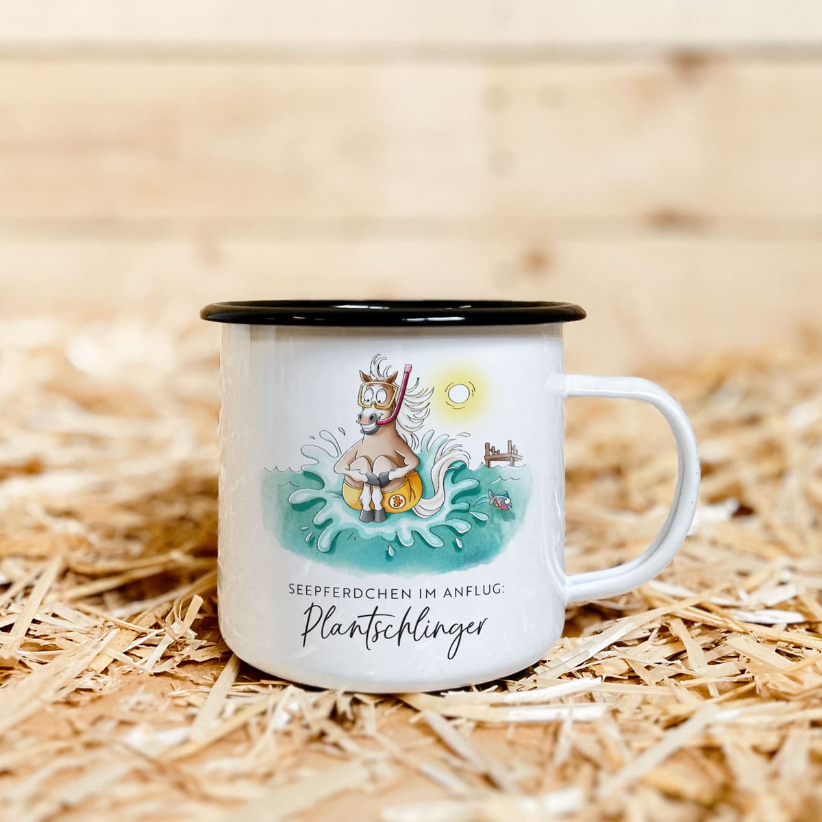 Emaille-Tasse "Plantschlinger"