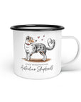 Emaille-Tasse "Australian Shephearts"