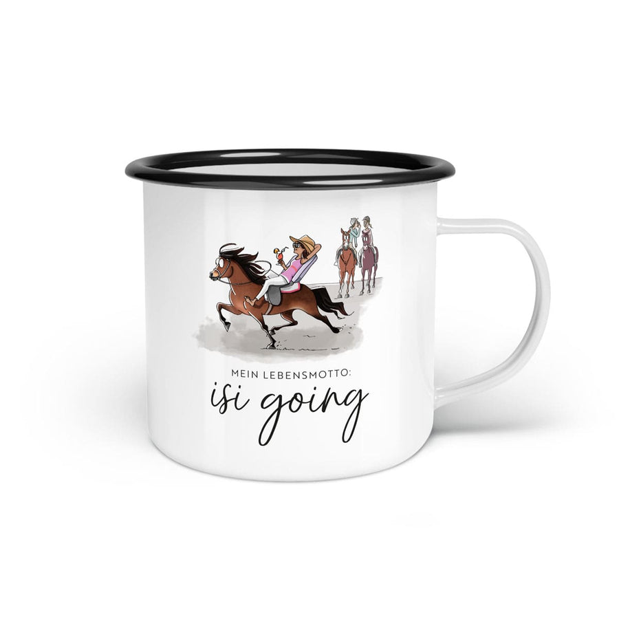 Emaille-Tasse "isi going"