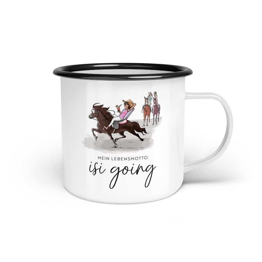 Emaille-Tasse "isi going"