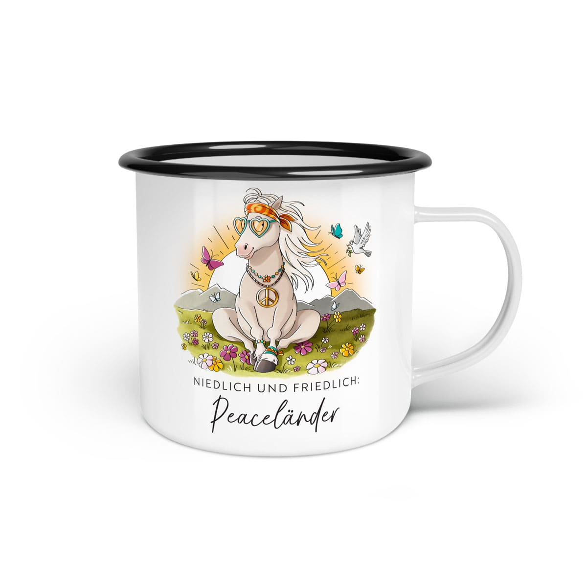 Emaille-Tasse "Peaceländer"