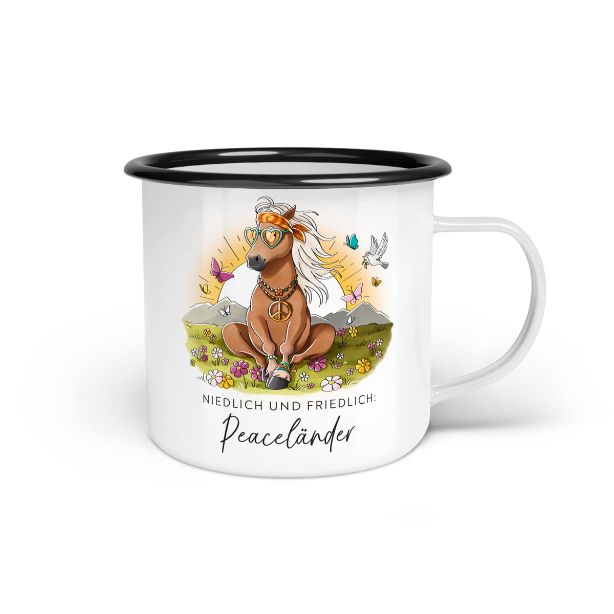 Emaille-Tasse "Peaceländer"