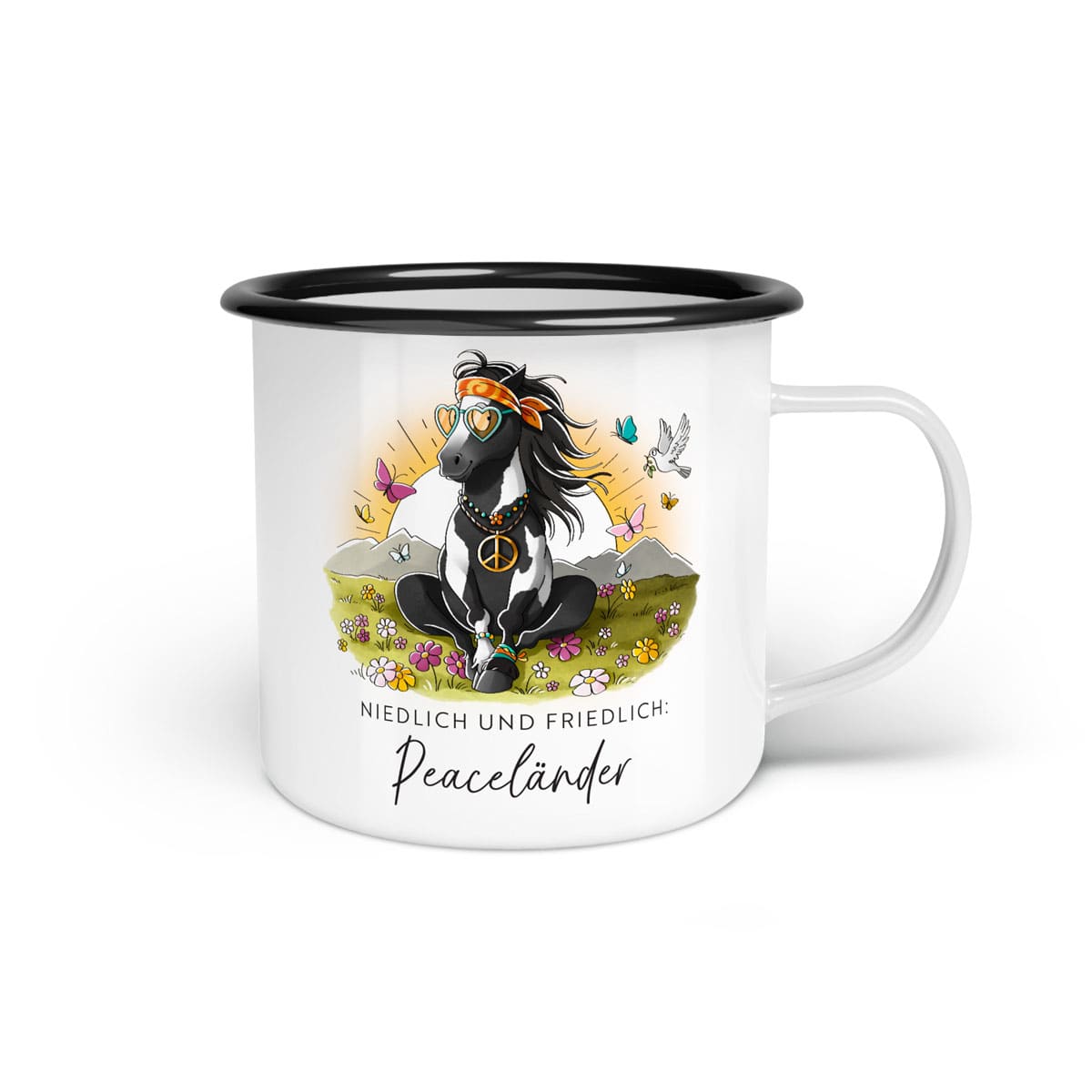 Emaille-Tasse "Peaceländer"