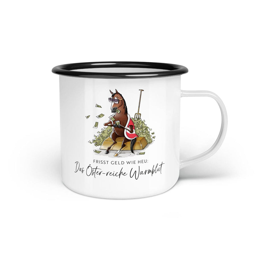 Emaille-Tasse "Öster-reiches Warmblut"