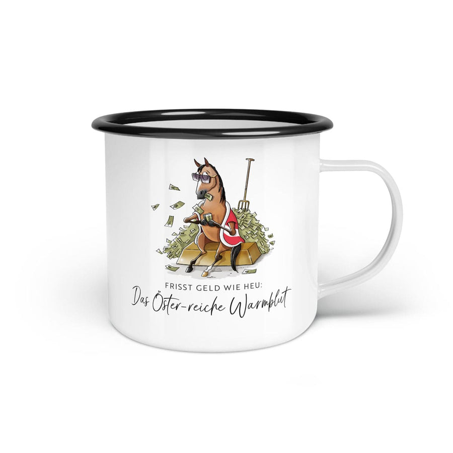 Emaille-Tasse "Öster-reiches Warmblut"