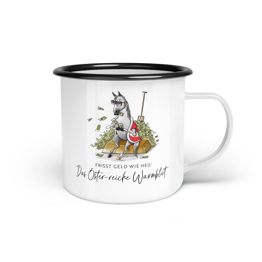 Emaille-Tasse "Öster-reiches Warmblut"