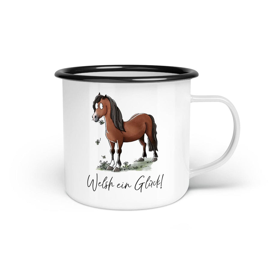 Emaille-Tasse "Welsh ein Glück!"