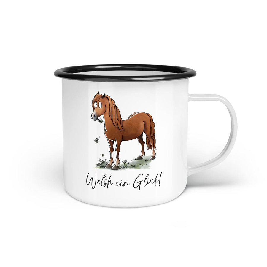 Emaille-Tasse "Welsh ein Glück!"