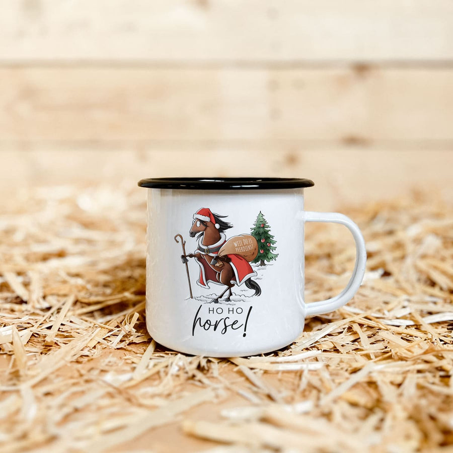 Emaille-Tasse "Ho Ho Horse"