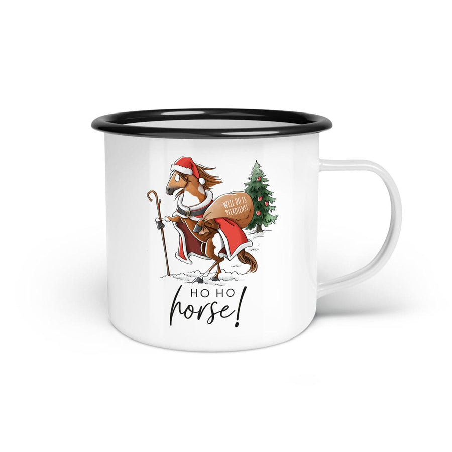 Emaille-Tasse "Ho Ho Horse"